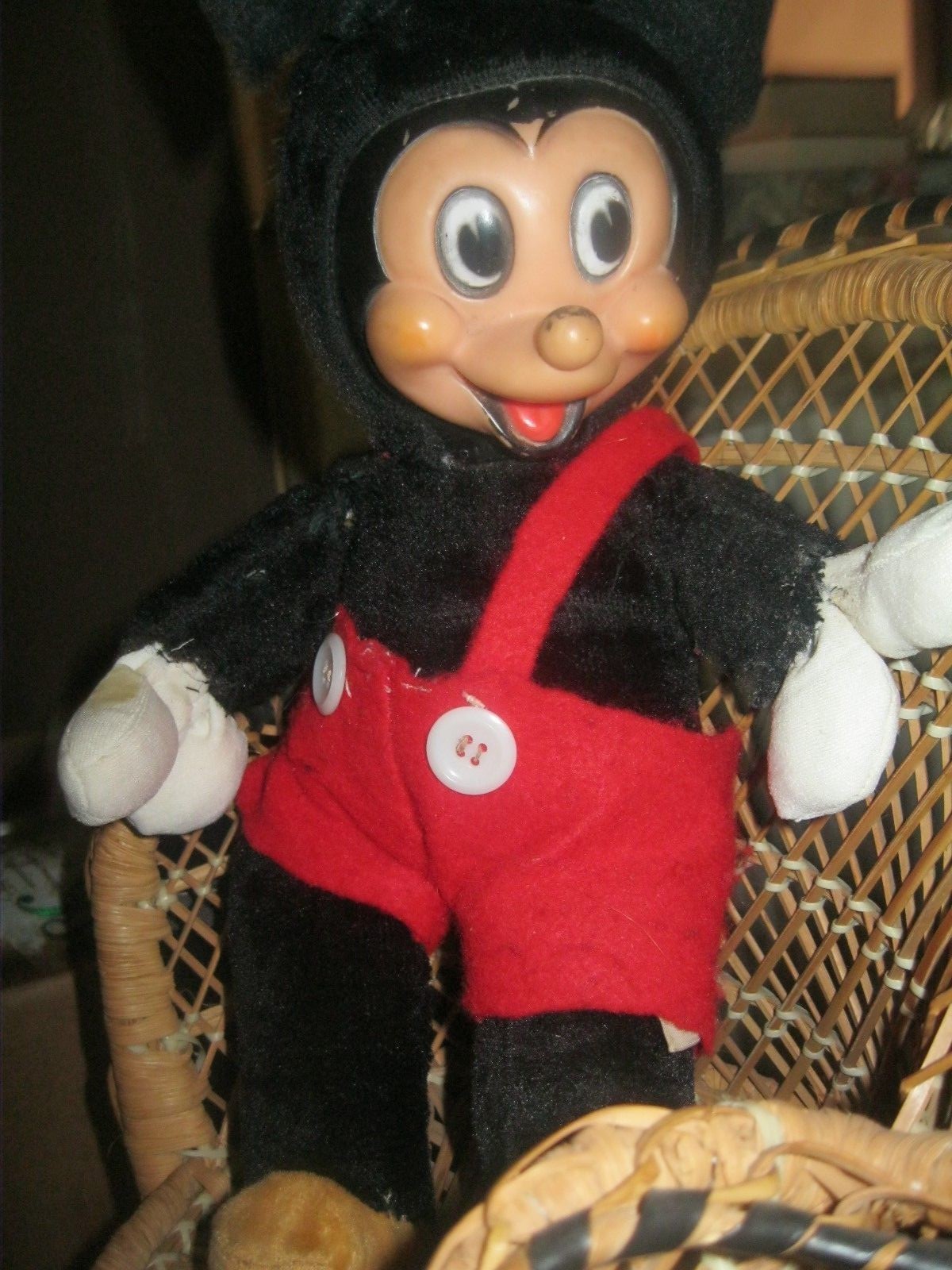 0LD soft MICKEY MOUSE` WOOLIKIN LABEL JAPAN MADE WALT DISNEY PRODUCTIONS