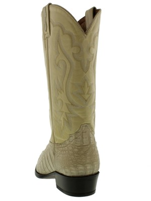 Pre-owned El Presidente Mens Real Off-white Crocodile Western Hornback Leather Cowboy J Toe Rodeo Boots