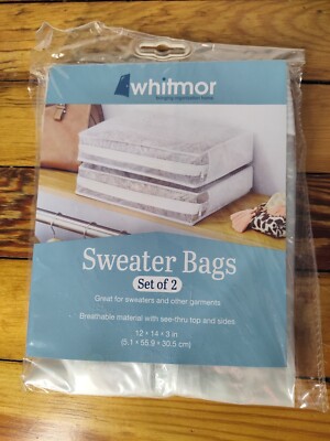 WHITMOR Set of 2 Sweater Bag, White, 2 Count (Pack of 2 bags), White