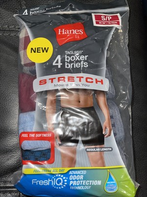 Hanes Tagless 4 Boxer Briefs Small Stretch Moves W/ You Regular Length FreshIQ