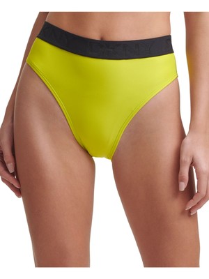 

DKNY Женский желтый купальник с завышенной талией и логотипом, низ размера
