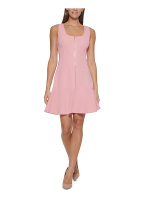 

TOMMY HILFIGER Женское розовое короткое платье без рукавов с воланами на подоле + расклешенное платье, Розовый