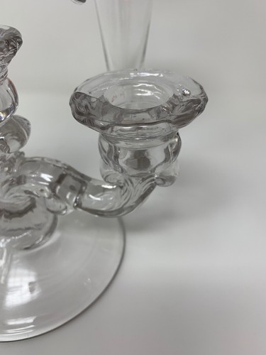 Antique Crystal Candelabra Candle Holder with Removable Flower Arms Bud Vase