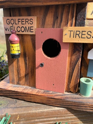 Wood Hanging Functional Bird House Decor Golfer Golf Tire Garage Mountaineer 8x8