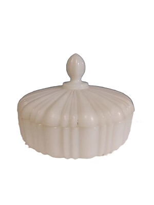 Vintage Anchor Hocking Lidded Candy Box Milkglass Fire King 