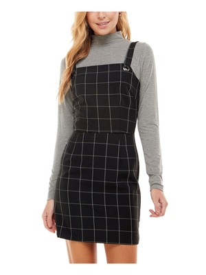 

KINGSTON GREY Черное женское короткое платье в клетку для подростков, Черный