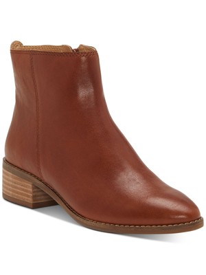 

LUCKY BRAND Женские коричневые кожаные ботильоны с миндалевидным носком и наборным каблуком на молнии  M, Коричневый, LK-LENREE