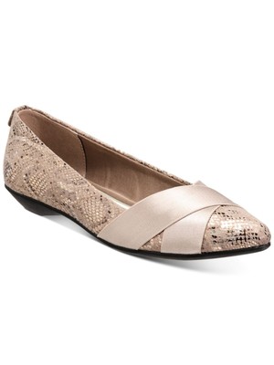 AK SPORT Womens Beige Snake Oalise Острый носок Блочный каблук Туфли без каблуков 11 M