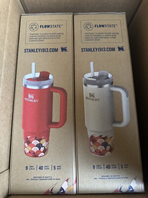 2 Stanley Red & Cream Dragon Lunar Chinese New Year Quencher H2O Tumbler 30oz
