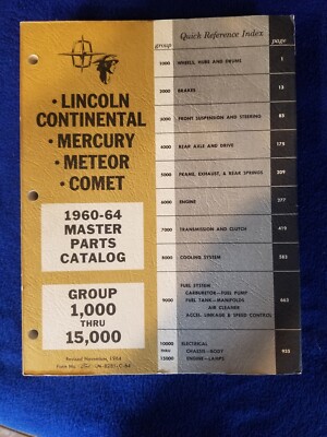 1960-64 LINCOLN CONTINENTAL MERCURY METEOR COMET PARTS CATALOG GUIDE MANUAL 