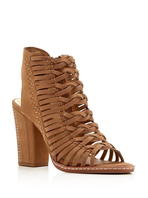 

Женское седло DOLCE VITA из нубука с коричневыми ремешками на каблуке Amina Gladiator Sandles, Коричневый, AMINA