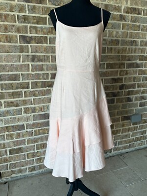 Antonio Melani Womens sleeveless sheath dress tiered ruffles size 8 pale pink