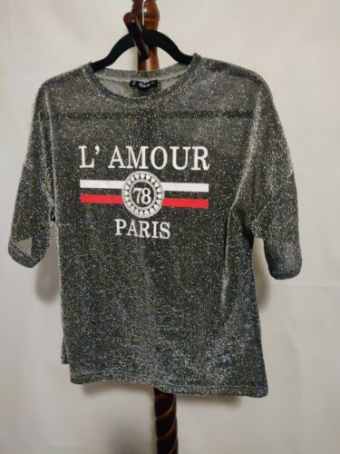 Shein women's Sz S top gray metallic Shein women's Sz S top gray metallic