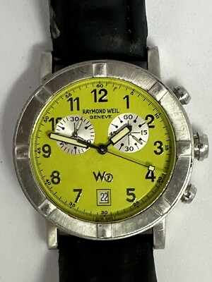 Raymond Weil W1 8000 Parsifal Men's Swiss Quartz Watch Yellow Dial New Battery