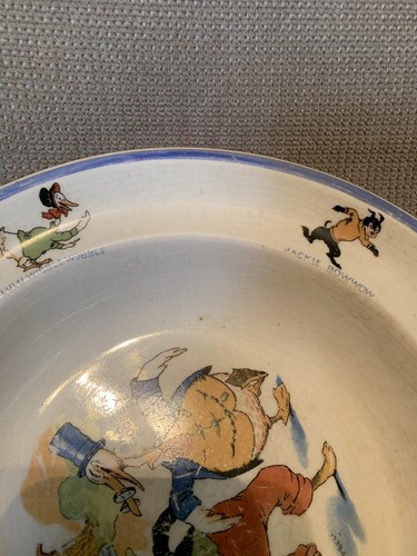 Uncle Wiggily Cereal Bowl Sebring Pottery 1920’s Signed by Lang Campbell