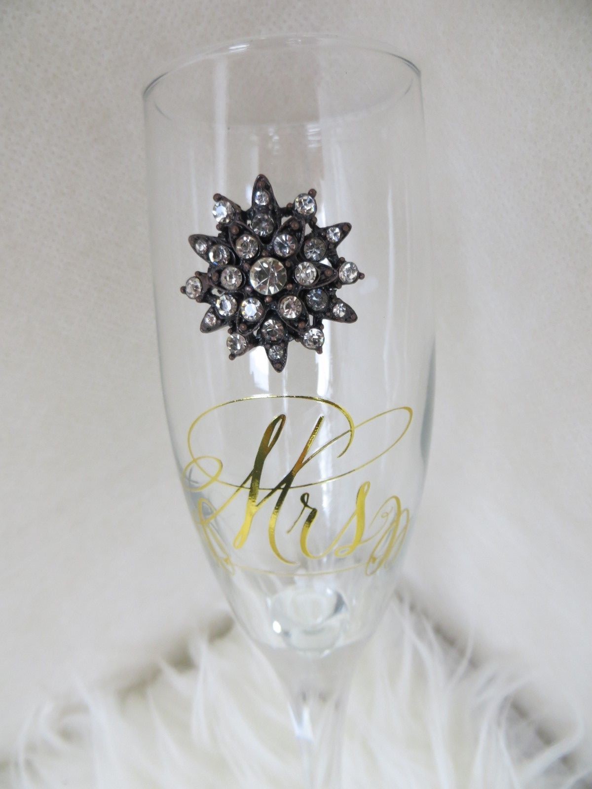 Mrs Champagne Flute Rhinestones Demdaco New Wedding Anniversary