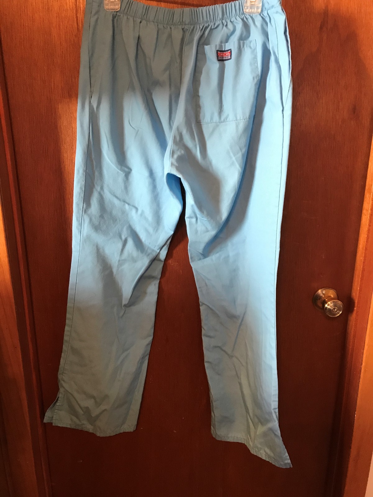 Ladies Light Blue Small Cherokee Workwear Scrub Pants Drawstring & Elastic Waist
