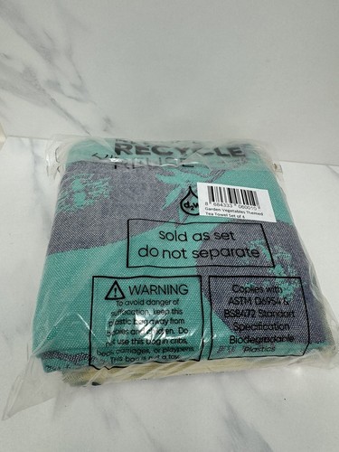 Set Of 4 Jacquard Vegetable-Themed Tea Towels Sea Me At Home. Absorbent Cotton