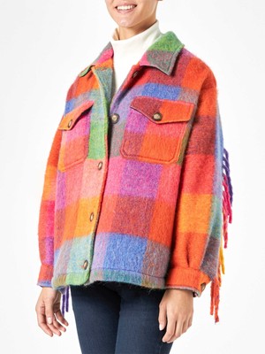 Pre-owned Saint Barth Mc2  Woman Overshirt With Fringes In Multicolor