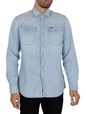 

Мужская рубашка G-Star RAW 3301 Slim, синяя, Синий, D12697-D013-424