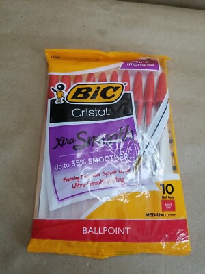 BIC Cristal Xtra Smooth Ballpoint Pens  10-Count Red Medium 1.0mm