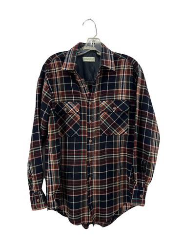 Vtg 80's St. John's Bay Black Red Green Flannel Shirt Plaid