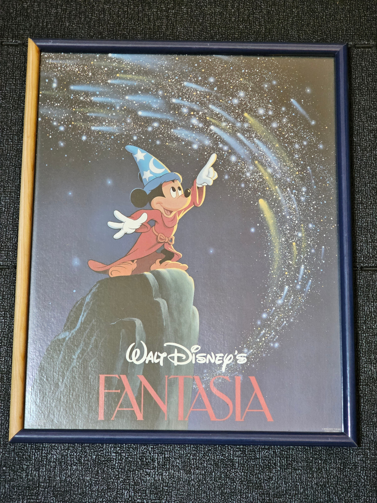 Framed Vintage 1986 Walt Disney FANTASIA Mickey Mouse Poster
