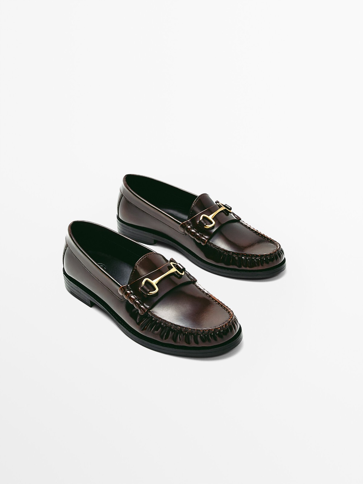 Massimo Dutti Women's Gathered Loafers with Buckle Size 6 Massimo Dutti Women's Gathered Loafers with Buckle Size 6