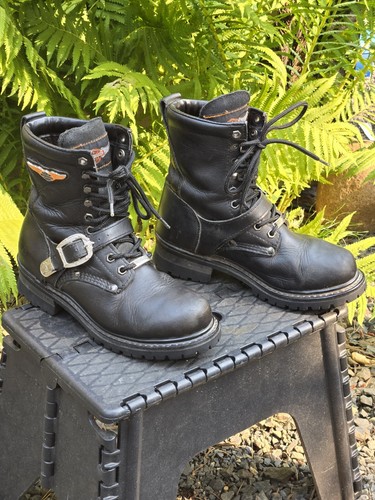 Harley-Davidson ブラック ワークブーツ Harley Davidson Black Leather Women's Motorcycle Boots Size
