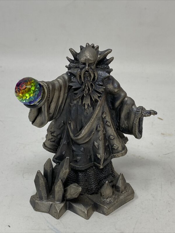 The Wizard Of Winter Pewter Figurine Crystal Ball Roger Gibbons