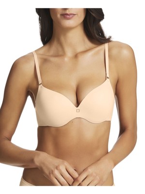 

FINE LINES Intimates Бежевый формованный бюстгальтер средней степени покрытия с глубоким вырезом, MM017