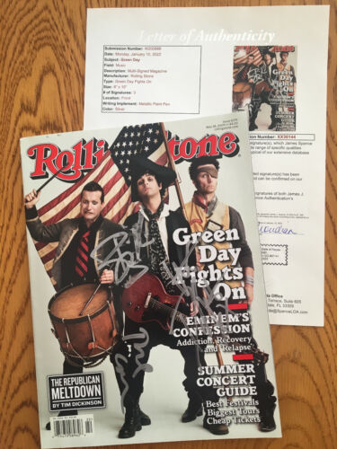 Green Day RARE Signed Rolling Stone Magazine Autograph JSA COA LOA - No CD Vinyl