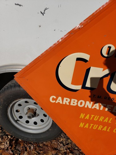Rare Orange Crush diamond Sign. Painted Metal. Embossed!