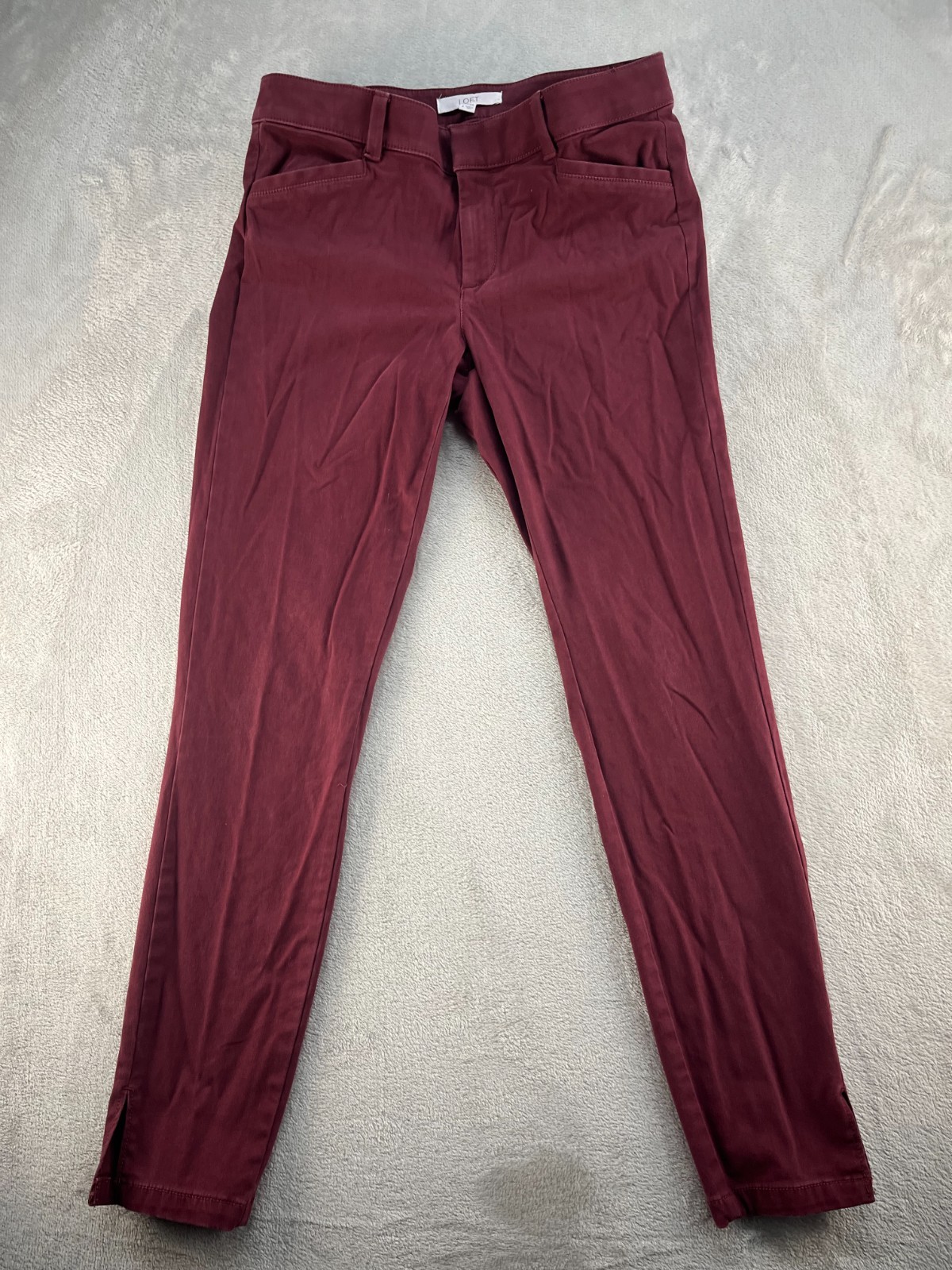 LOFT Marisa Pants Womens Size 4 Skinny Burgundy Casual Cotton Blend Career