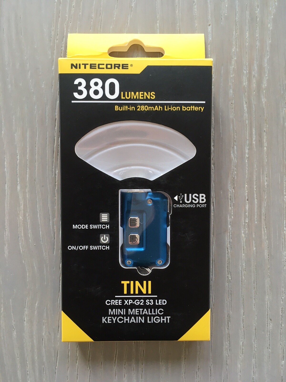 Nitecore TINI Schlüsselanhänger Taschenlampe, superhell, aufladbar, Farbe BLAU