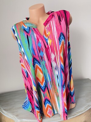 Dear Scarlett Blouse Top Sleeveless Wild Loud Fun Women s 2x Wrinkle Free Tunic