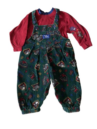 Vintage OshKosh B' Gosh Dark Green Corduroy Overalls with