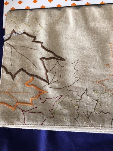 Fall Embroidered Leaf Design table runner - 13