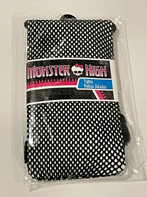 Child Monster High black fishnet style costume tights Sz 7-10 Halloween