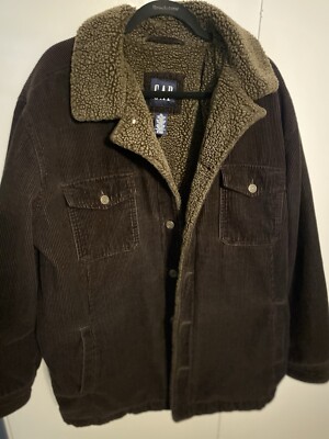 VTG Y2K GAP Mens XL Chocolate Brown Corduroy Sherpa Lined Trucker Jacket
