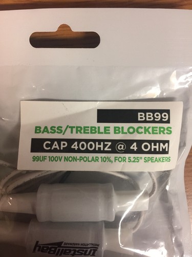 Install Bay BB99 Bass/Treble Blockers, Non-Polar 10% for 5.25