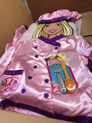 Barbie Pastry Chef Hat & Jacket Pink Satin child's S size 4-6X NWT