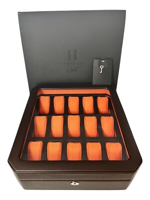 Wolf 458506 Windsor 15 Piece Watch Box in Brown & Orange MSRP $405