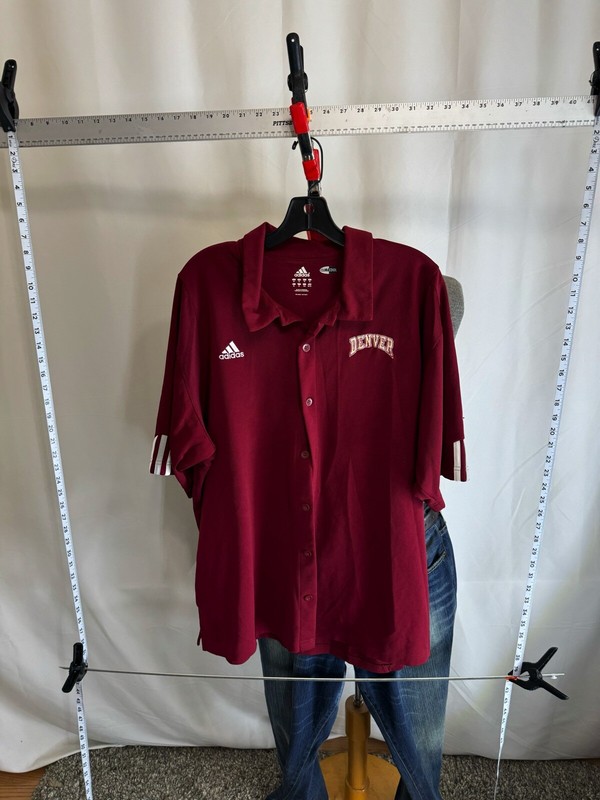 Adidas Embroidered Denver SHORT SLEEVE BUTTON UP SHIRT XL Extra