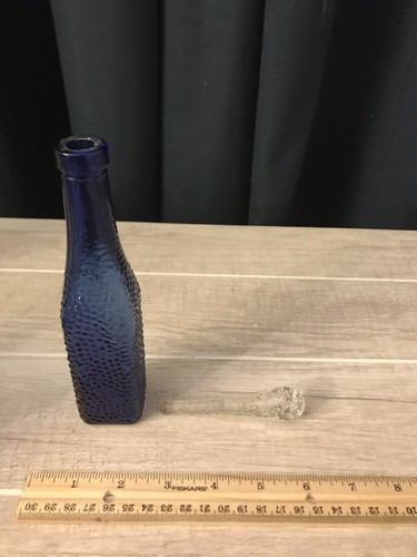 Antique 7 Inch Blue Glass Perfume Bottle