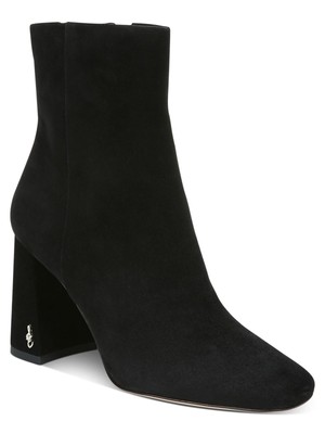 

SAM EDELMAN Женские черные кожаные ботильоны Codie с квадратным носком на блочном каблуке, размер 7,5 м, Черный, H1116L3