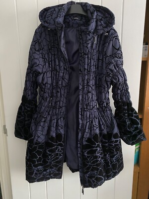 Roman Originals Long Puffer Jacket Size 20 Hooded Coat Padded Puffa Navy Quilted