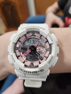 CASIO G-MS SHOCK RESIST ホワイト×ピンク Casio G-Shock Resin Pink/Grey Dial Women's Strap Watch