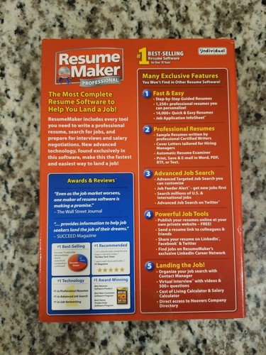 Individual Software ResumeMaker Professional Version Deluxe 17 **New**