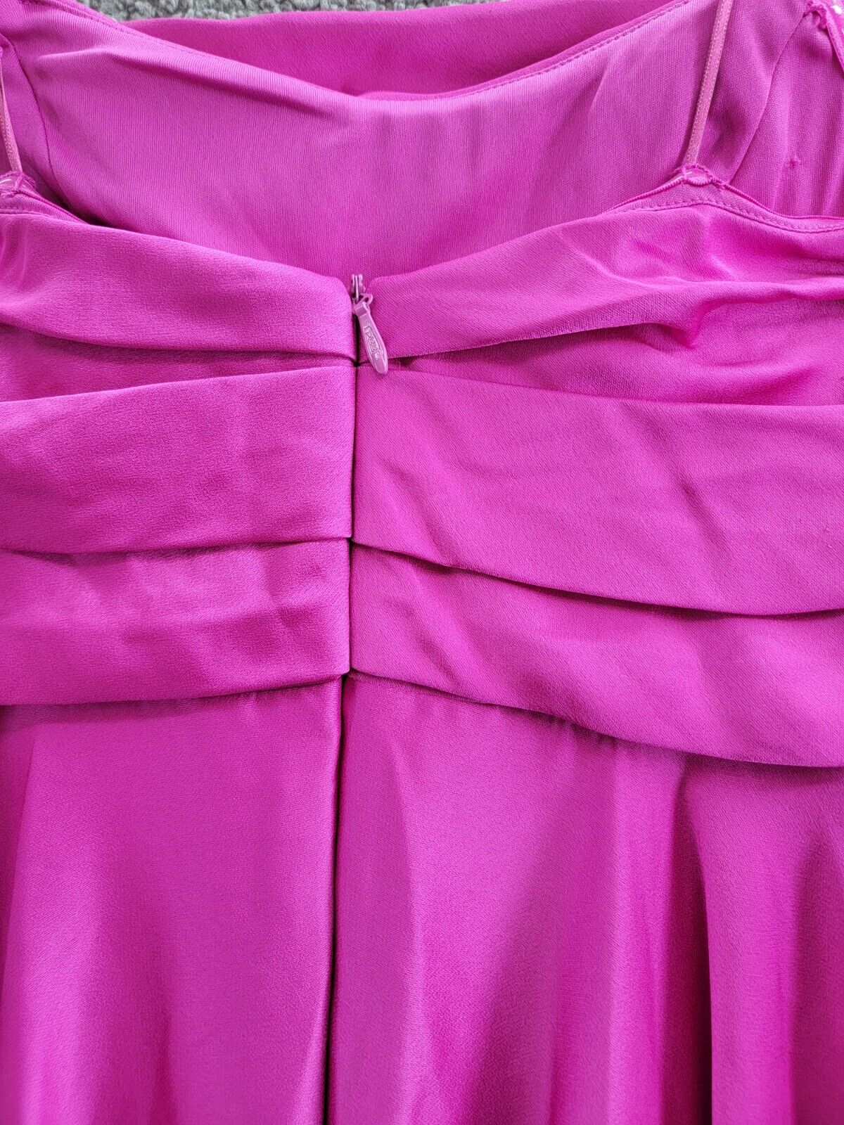 Taylor Asymmetric Sleeveless Satin Gown Women's 10 Magenta Back Zip Closure - Picture 12 of 17